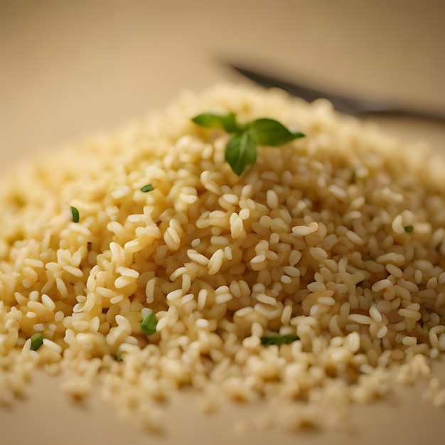 Foto una cuchara está puesta al lado de un poco de arroz con un cuchillo