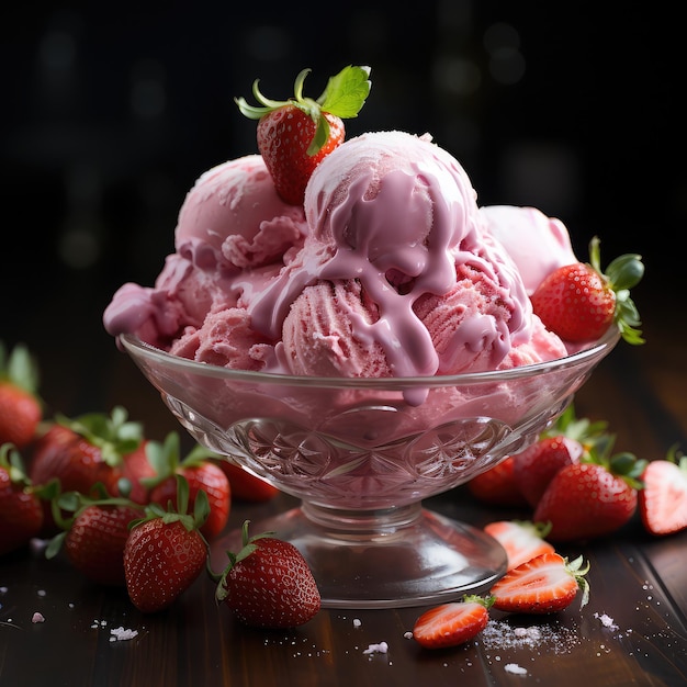 Cucharadas de helado de fresa