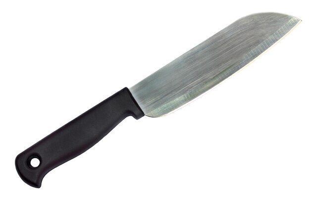 Cuchillo de cocina sobre fondo blanco.