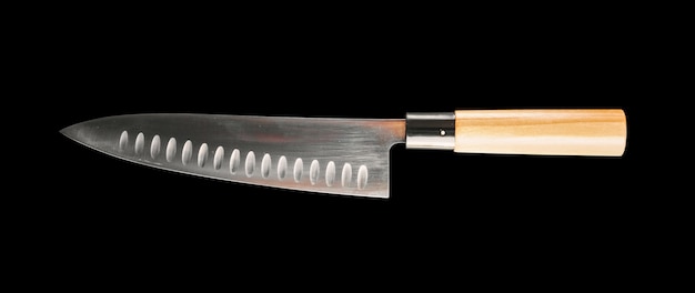 Foto cuchillo cocinero tradicional japonés