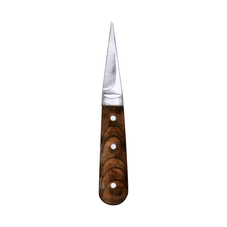 Foto cuchillo con mango de madera