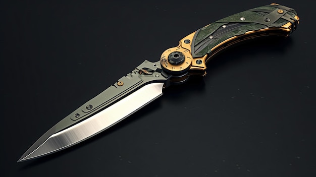 El cuchillo militar moderno tiene un sombreado dinámico de varios colores.