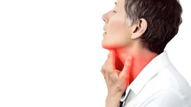 Cuello doloroso Concepto de dolor de garganta faringitis laringitisetc AI generado