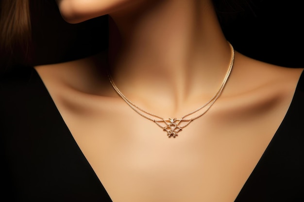 Cuello de mujer con un collar de cadena de oro