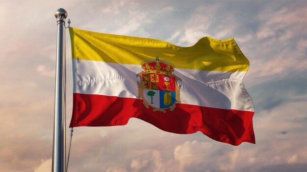 Cuenca ondeando una bandera contra un cielo nublado