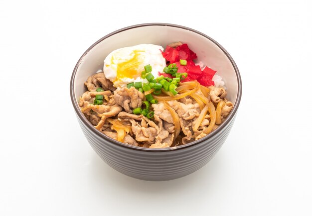 cuenco de arroz de cerdo con huevo (Donburi) - estilo de comida japonesa