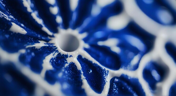 Foto un cuenco azul y blanco con un diseño azul en él