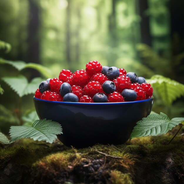 Cuenco de bayas de goji en la regla de los tercios Composición