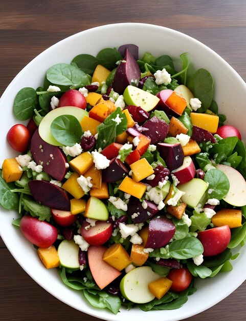 Foto cuenco blanco con una ensalada en él