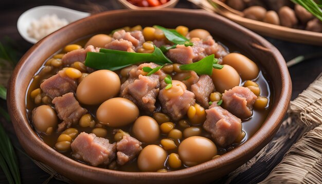 un cuenco de comida con frijoles y frijolas y arroz