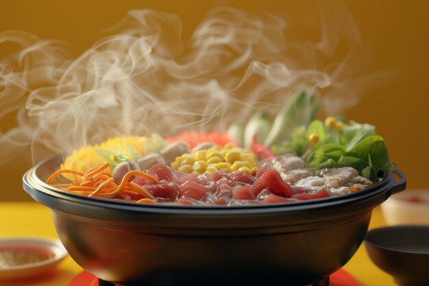 Foto un cuenco de comida variada que incluye carne, verduras y frutas