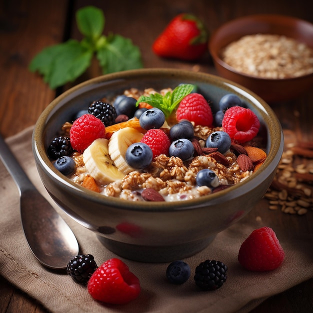 Cuenco de desayuno orgánico de granos enteros