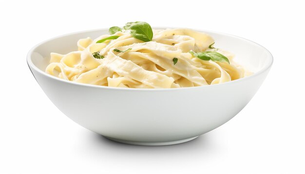 Cuenco de Fettuccini Alfredo aislado