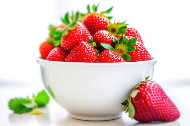 un cuenco de fresas fresas frutas rojas frescura de alimentos