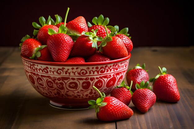 un cuenco lleno de fresas maduras