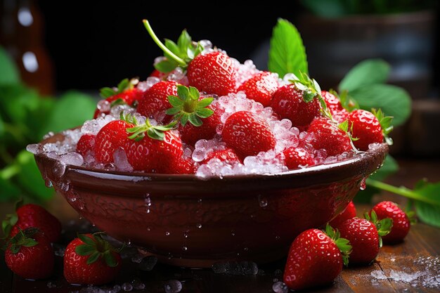 Un cuenco lleno de fresas perfumadas