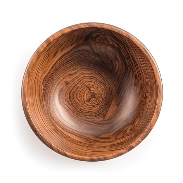 Cuenco de madera con forma de espiral en el centro.