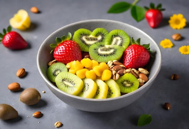 Foto cuenco con mezcla de frutas