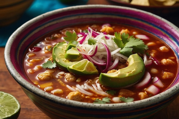 El cuenco de Pozole sirviendo Traditio