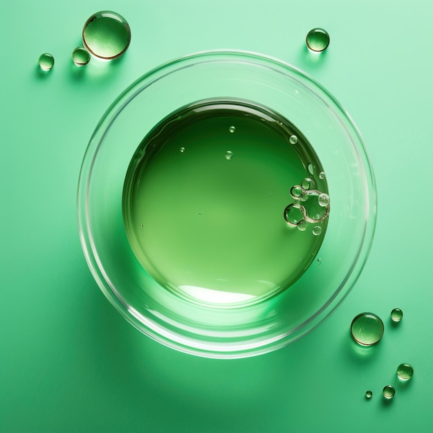 Un cuenco verde con agua y un fondo verde que dice "aqua".