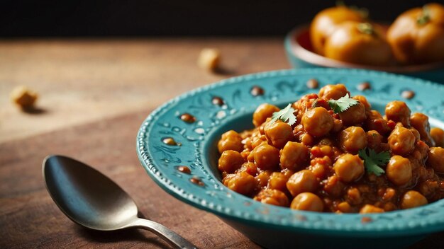 Foto cuenco de vidrio de chana masala