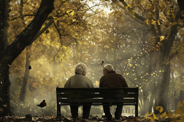 Cuenta la historia de las parejas de ancianos momento tranquilo generativo ai