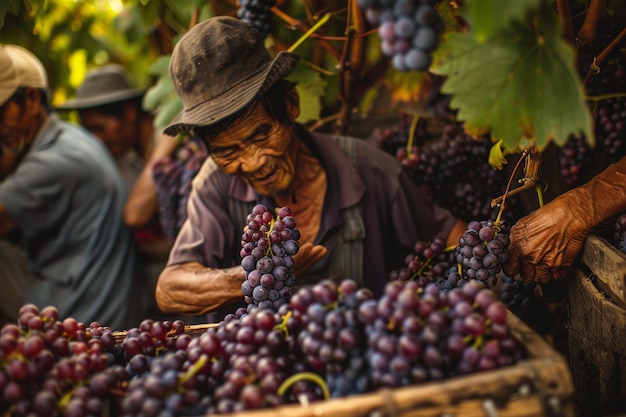 Cuente la historia de la alegría de los agricultores mientras degustan una IA generativa