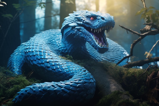 Un cuento de serpientes escrito en escalas azules