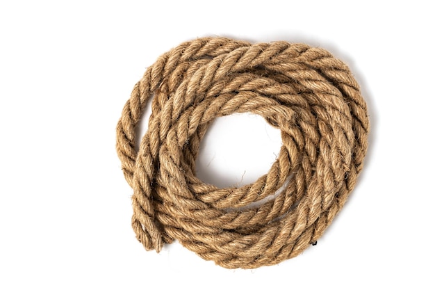 La cuerda del barco aislada sobre un fondo blanco Vista superior