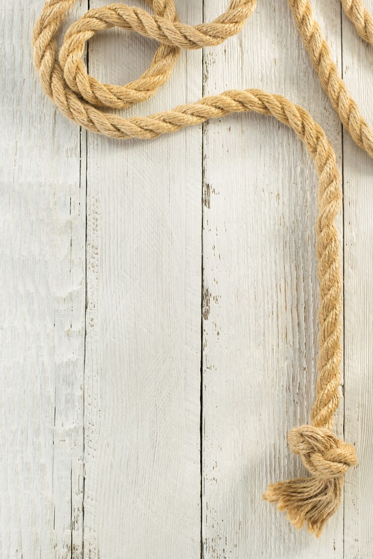 Foto cuerda de barco sobre fondo de madera