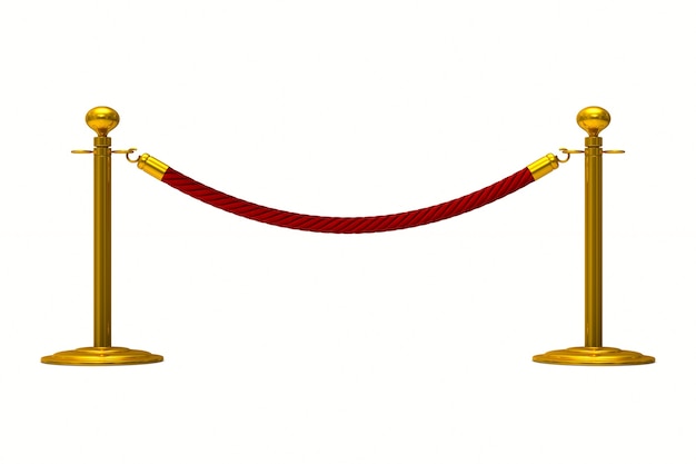 Foto cuerda de barrera sobre fondo blanco. ilustración 3d aislada