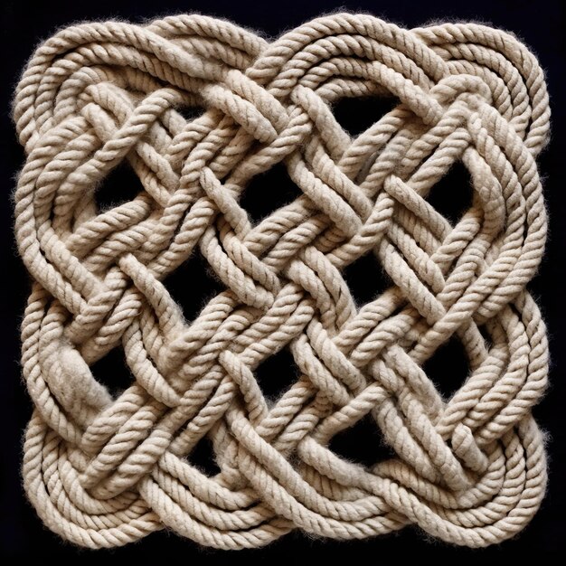 Foto cuerda blanca en un nudo cuadrado