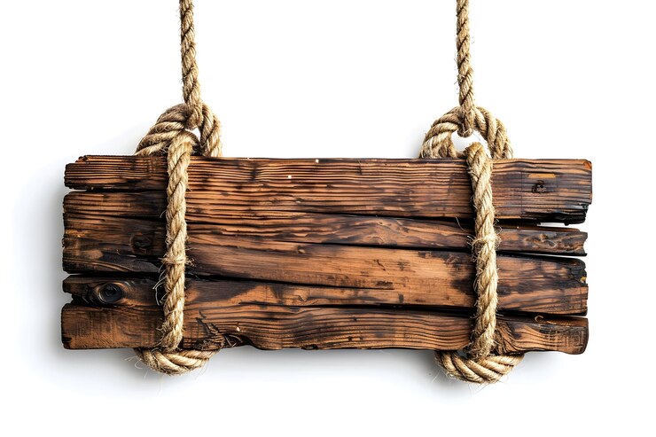Foto una cuerda con un pedazo de madera unido a ella que dice un