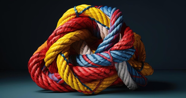 cuerdas coloridas en forma de nudo común