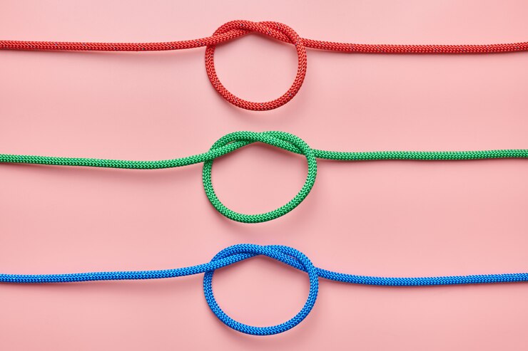 Foto cuerdas de nylon trenzado ataron el nudo