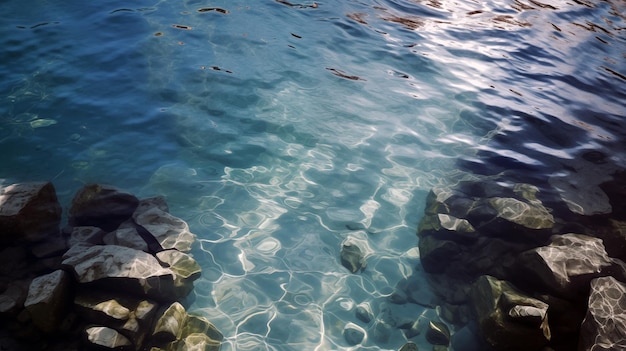 Un cuerpo de agua con rocas en él