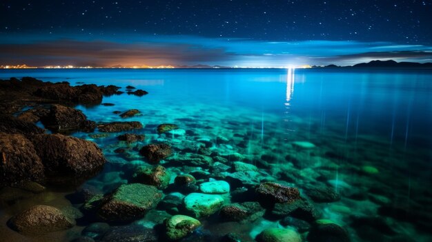 Foto un cuerpo de agua con rocas