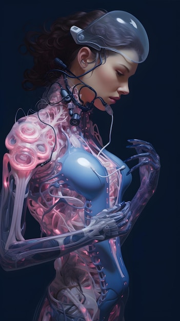 Cuerpo electrónico de robot femenino futurista