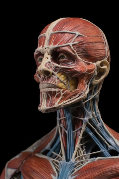 Foto cuerpo humano anatómico con sistemas musculares y circulatorios ia generativa