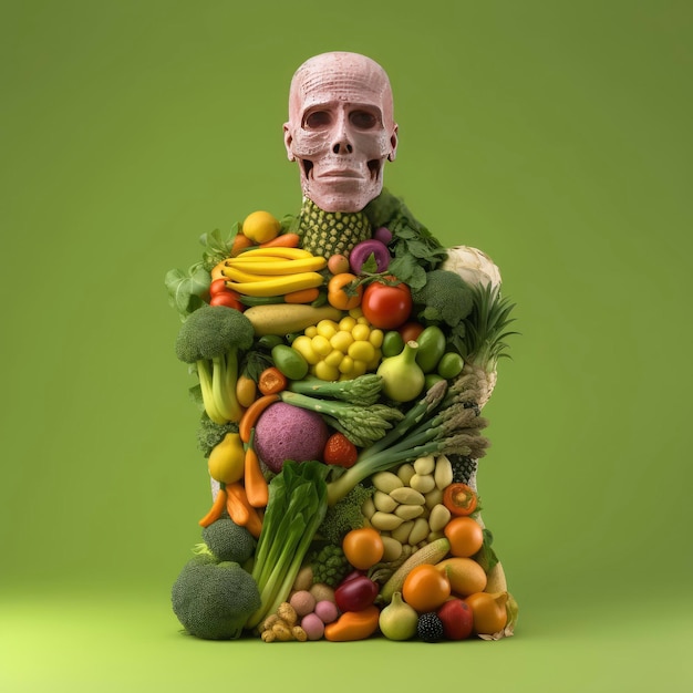 Cuerpo humano hecho de alimentos saludables