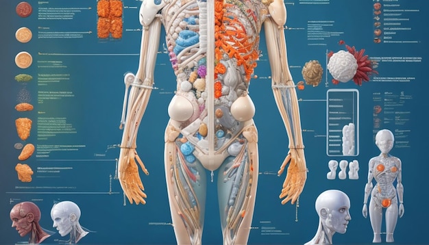 Cuerpo humano con las palabras anatomía humana