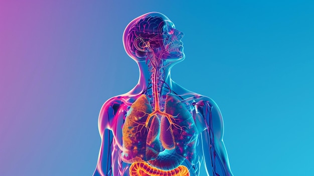 El cuerpo humano rayos X se destaca en azul y rosa rayos X del esqueleto humano