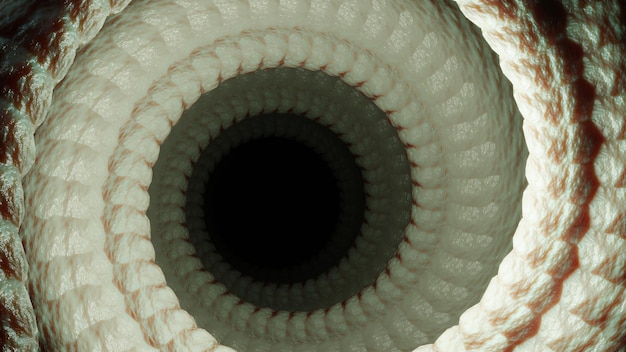 Cuerpo de serpiente dragón gigante Primer plano extremo de las escamas de una ilustración 3D de serpiente de árbol marrón