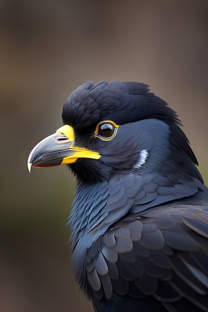 Cuervo carroñero Corvus corone retrato de pájaro negro Vida silvestre en la naturaleza