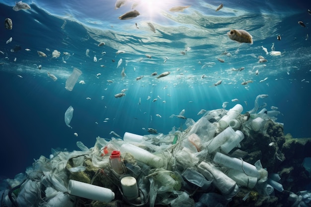 La cuestión ambiental de la contaminación plástica en el océano surge del problema del exceso de plástico.