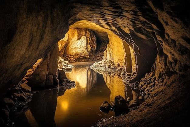 Una cueva con un estanque y la palabra st martin en la esquina