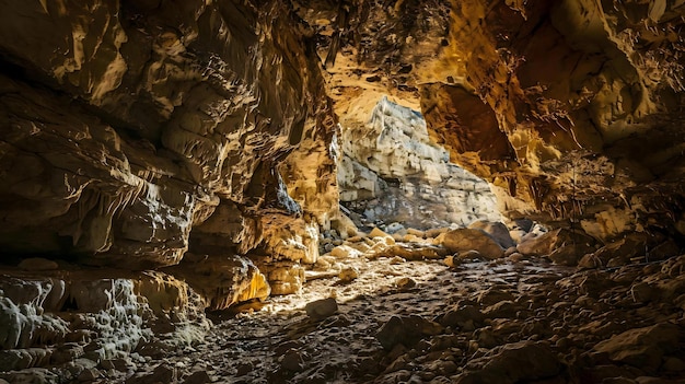 una cueva llena de muchas rocas y agua