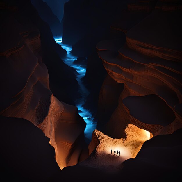 la cueva en la noche