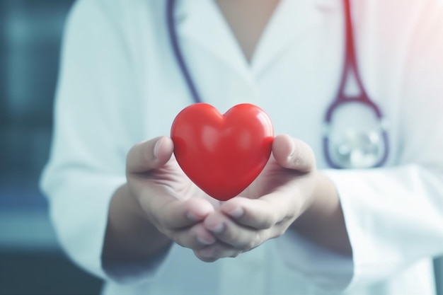 Cuidado del corazón médico concepto cardiología medicina persona hospital mano salud IA generativa