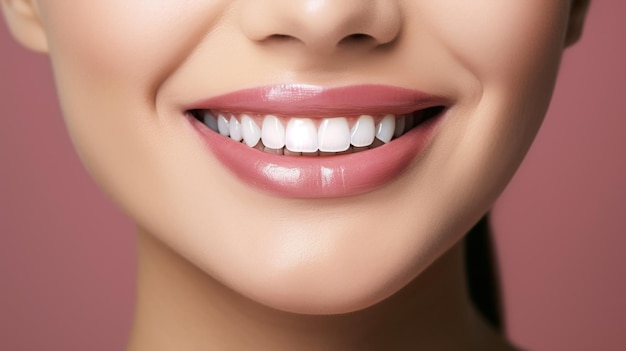 Cuidado dental hermosa amplia sonrisa de mujer sana dientes blancos coloseup dentista blanqueamiento dental